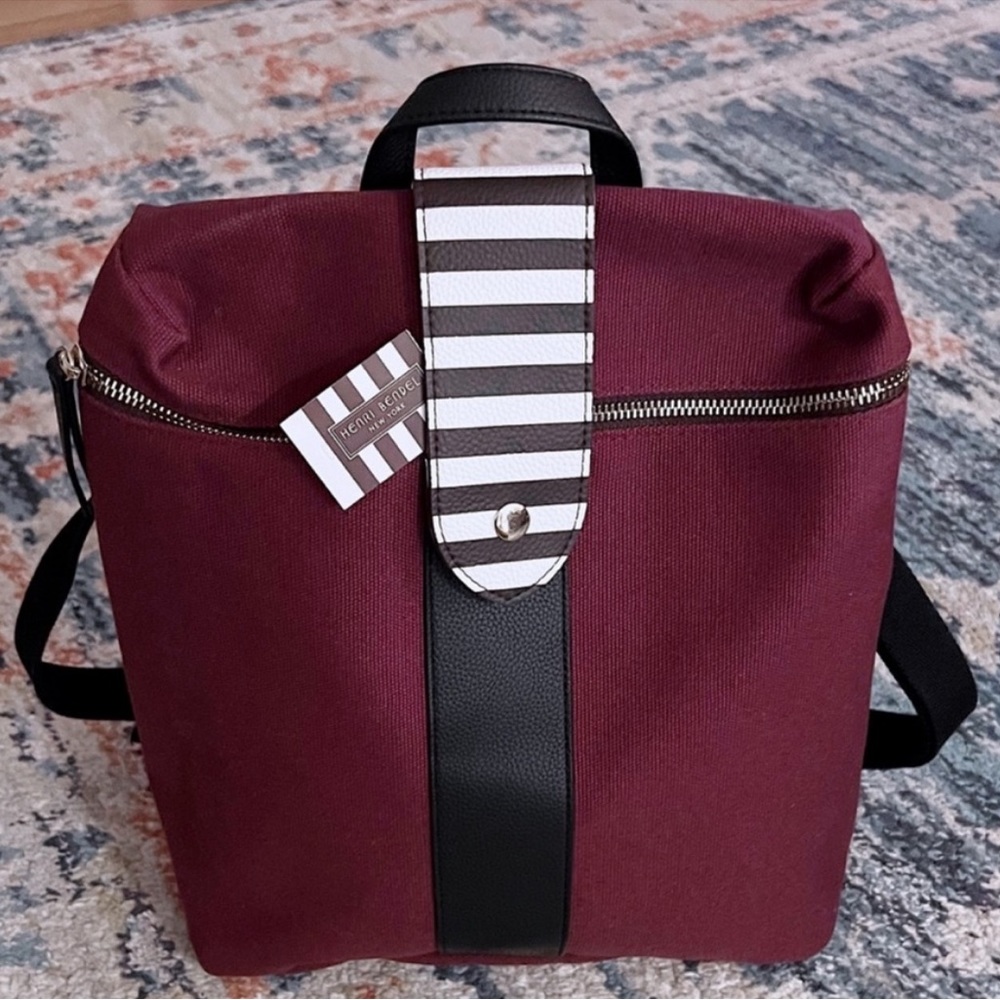 Hernri bendel black friday convertible backpack messenger bag burgundy black